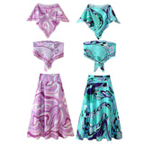 New Holiday Shawl Blouse Print Bra High-Waisted Half-Skirt