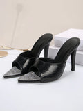 New Golden Diamond Fashion Pointed High-Heeled Sandals Slippers Women