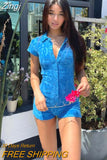 Sexy Button Romper Jumpsuit Women Tie Dye Casual Homewear Outfits Lounge Wear Pajamas Shorts Playsuit Summer