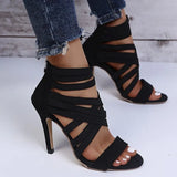 High-Heeled Hollow Sandals 2025 Summer Fashion Velvet Fine