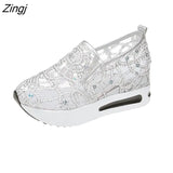 Summer Loafer Shoes Lace Mesh Small White Shoes Casual Set Foot High Heels Shoes Increase Platform Women's sneakers