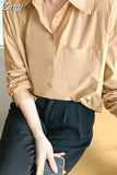 Fashion Spring Autumn 2023 New Women Shirts Turn Down Collar Solid Simple Chiffon Blouse Loose Clothes Blusas Tops
