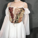 And Winter New Women's Style French Retro Oil Style Sling Vest Fish Bone Shaping Body With