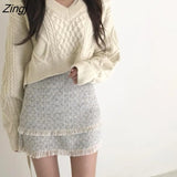 Harajuku Lace Up Sweaters Women Crop Tops Korean Style Sexy V-neck Long Sleeve Pullover Female Autumn Solid Knit