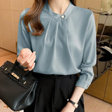 New Autumn New Professional Shirt Female Design Sense Niche Korean Version Long Sleeve Satin Chiffon Top