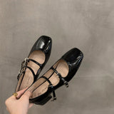 Red Mary Jane Shoes For Women's Shoes 2025 New Summer French Evening Black Spring And Autumn Single Shoes 211-1-Outfit