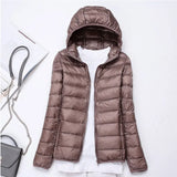 Autumn Winter New Super Light Female Light Hooded Down Jacket Light Female Slim To Add Large Size Light Coat Tide-Outfit