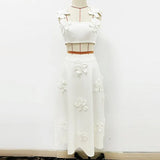 New Star Fashion Sling Vest Blouse Three-Dimensional Floral Half-Skirt Set Two-Piece