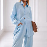 Women's Design And Casual Suit 2025 Spring New Simple Repair Shirt Trousers Two
