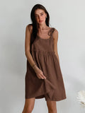 Cotton Dress Woman 2025 New Spring And Summer Holiday Wind Loose Sling Skirt A-Word