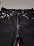 High Street Tide Brand Jeans White Thick Line Big Buddha Hundred Black Straight Jeans