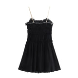 Spring Style Small Bow Decorated With Texture Slim Suspender Dress