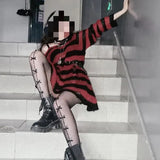 Zingj Version Of The Hollow Hole In The Long Sweater Female Lovers Stripes Loose Color Dark Versatile Knit Niche-Outfit