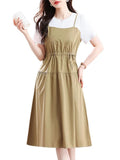 Comfortable Coloring And Fake Two Dresses 2025 Summer New Casual Comfortable Stitching Design