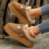 Plus Thick Hairy Shoes Women's Bobbs Shoes 2025 Autumn And Winter New Warm One-Foot Thick-Soled Cotton