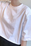 Sleeve T-shirts women solid cropped tops sexy stylish harajuku streetwear girls cool loose all-match korean style