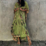 New Beach Resort Sunscreen People Cotton Dyed Flowers Holiday Dress