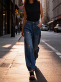 Temperament Harajian Metal Decorative Trousers 2025 Autumn New Retro Loose Jeans Women's