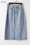 Slit Long Denim Skirts For Women Jeans White Summer 2023 Maxi Skirt Pencil Khaki Denim Skirt High Waist Office For