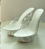 Zingj Korean Thick Platform Ultra High Heel Sandals High Transparent Special Crystal Shoe Waterproof Platform 15CM Wedge Wedge Women's