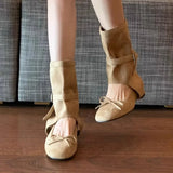 Boots 2025 Spring/Summer New Design Round-Headed Bow With Coarse And Cool Boots Ballet Single