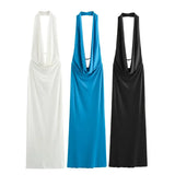 Summer New Women's Dress Drape Hanging Neck Show Back Sexy Dress Female