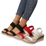 With A Slope And Sandals Women With Buckle On The Bottom Of The Knitted Light Beach Cold