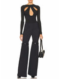 Zingj Horn Trousers 2024 Spring / Summer New High Waist Show Thin Design Sense Belt Splicing Solid Color Slim All-Match