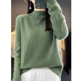 And Winter Yang Sweater Knitted Jersey Outside Wearing Lazy Wind Senior Women's Half-High Collar