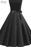 Women Summer Casual Polka Dot Elegant Retro Vintage 50s 60s Robe Femme Rockabilly Pin Up Party Dresses