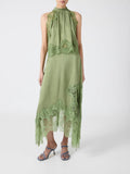Women's Sleeveless Lace Opening Two-Piece Round Collar Vest Hollow Splicing Women