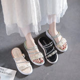 Wear Cold Slippers Diamond Fashion 2025 Summer New Two-Swear Sandals Thick-Soled Loose Cake Height Net Red Slippers