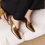Slope And Bag Head Half Slippers Women Wear 2025 New Gold Silver French V Mouth High-Heeled Muller