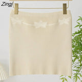 Women Spring Autumn Sexy Embroidery Knitting Floral Solid Color Casual Party Summer Wrapped Short Pencil Skirt