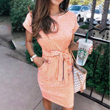 Round Stripes Neck Short Sleeve Striped