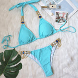 Zingj New Swimsuit Crystal Diamond Swimming Suit Sexy Swimsuit Metal Accessories