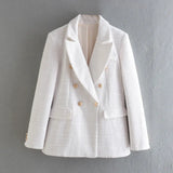 Women's Textured Double Breasted Blazer New 2025 Autumn / Winter Fashion Casual