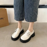 Zingj Sole Retro Metal Buckle Small Leather Shoes Female 2024 Spring And Autumn New Fashion With Black Foot Pedal British Loafers-Outfit