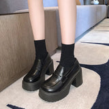 Small Leather Shoes Women Ultra-High Heel 2025 Spring And Autumn New Retro Jk Single Shoes Waterproof Table Thick-Soled Lefu Shoes