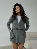 Knitted Sweater Set Hottie Simple Cardigan Ass Skirt Set Winter Two-Piece