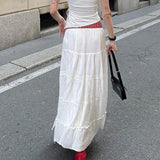 Zingj Skirt 2023 Summer White Cotton Patchwork Low Waist Slit