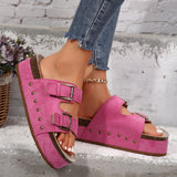 Thick-Bottomed Rivets Slipper Women Wear Metal Buckle Cake Bottom Cold