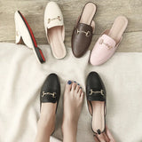 Version Of The New Muller Shoes Flat Half Slippers Women Lazy Outside Wearing The Head Size