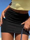 Simple Stretch Black Mini Skirt-Outfit