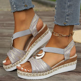 2025 New Slope Heel Sandals Women Metal Buckle Rope Slopes And Light-Bottomed Fish Mouth