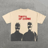 War Girl Graphic Print T-Shirt Y2K Vintage Loose-Sleeved Round-Collar Cotton Top Gothic Street Men's Wear 211-0-Outfit