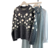 Autumn And Winter Heavy Industry Flowers Women Knitted Cardigan Fashion Women Sweet Sweater Women Coat