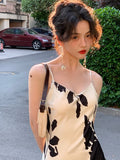 Elegant Print Spaghetti Strap Midi Dress for Women Party Fashion One Piece Bodycon Prom Robe Vestidos Summer 2023