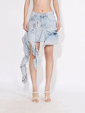 Famous Wind Bag Hip Cowboy Skirt 2025 New Niche Folding Lotus Leaf Side Design High-Waist Short Skirt