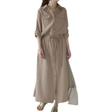 2025 New Japanese Pocket Long Sleeves Long Casual Clip Dress